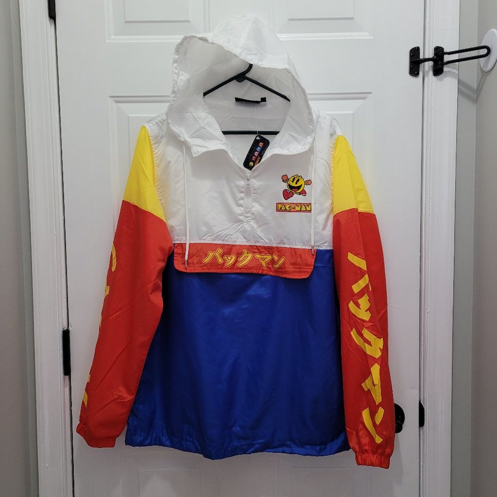 NWT Pacman 1/4 Zip Hooded Windbreaker Size Large